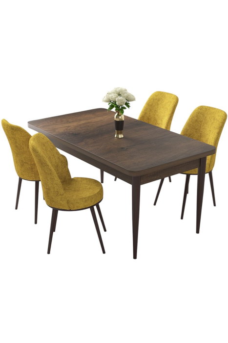 Hanah Home Juego de Mesa y Sillas de Comedor de 5 Piezas Barroco y Mostaza Hanah Home Juego de Mesa y Sillas de Comedor de 5 Piezas Barroco y Mostaza